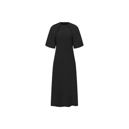 URBAN REVIVO Короткий рукав Платье Женское Глубокий черный