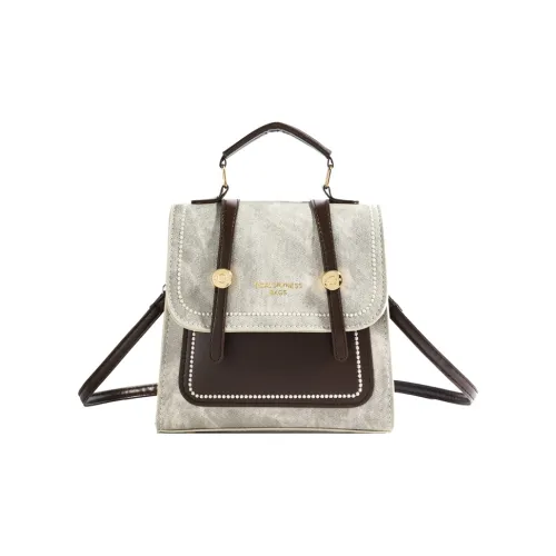 Parker Bear ПУ (полиуретан) Рюкзак Стандартный Женский Экрю Черный Кофейный