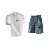 Комплект одежды (Белый топ + Синий низ)