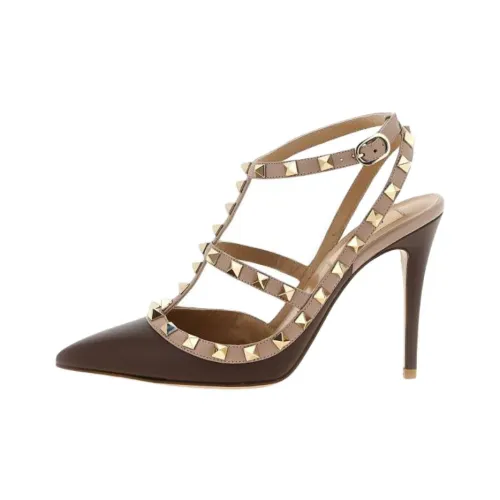 Valentino Garavani Rockstud Узкий каблук Высокие каблуки 10 см Женские Умбра