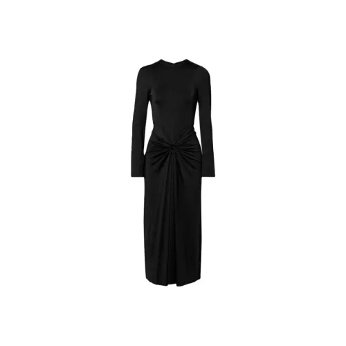 VICTORIA BECKHAM Черное Женское Длинное Платье с Длинными Рукавами