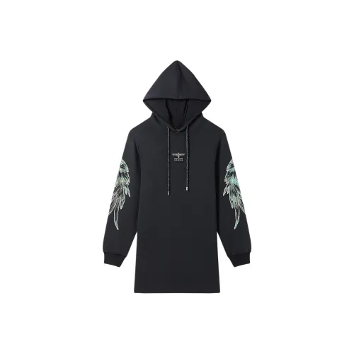 BOY LONDON Черные Женские Длинные Платья с Длинными Рукавами