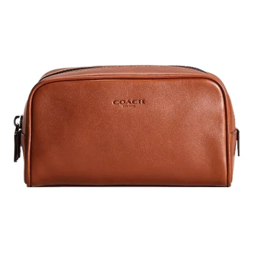 COACH Dopp Kit Кожа Косметичка Маленькая Женская Темное Седло