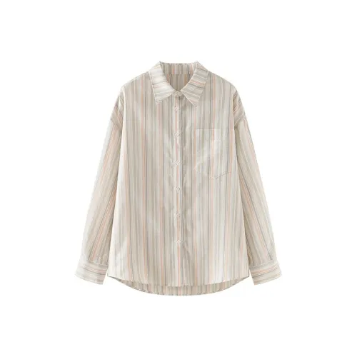 THREE Апельсин Полосы Женские Рубашки