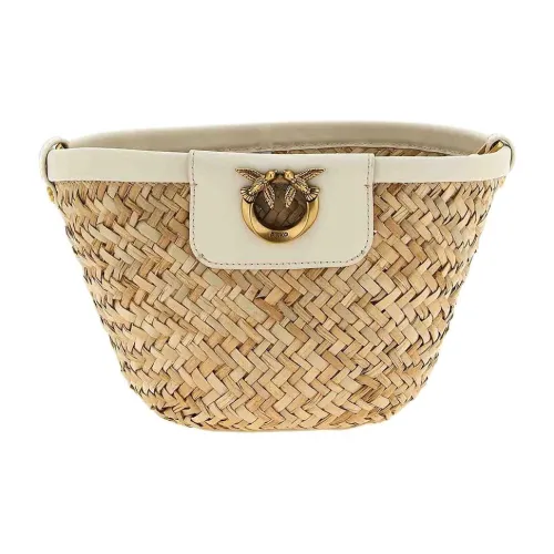 PINKO Love Series Рафия Сумка через плечо Сумка на плечо Женская Хаки и Бежевая