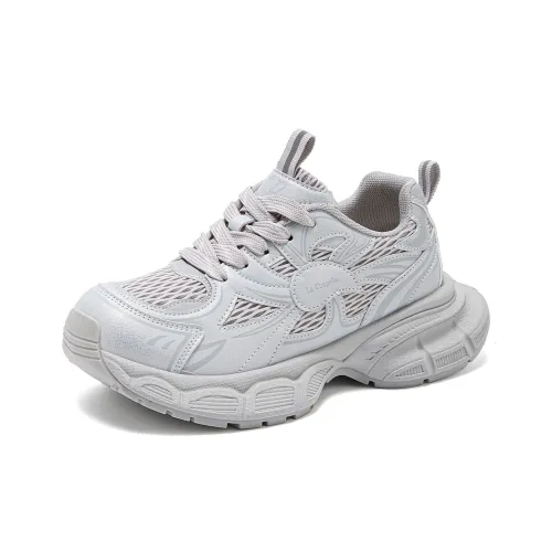 La Chapelle Поддержка Устойчивый к истиранию Легкий And Дышащий Низкий Топ Кроссовки с Толстой Подошвой Женские Серебряные