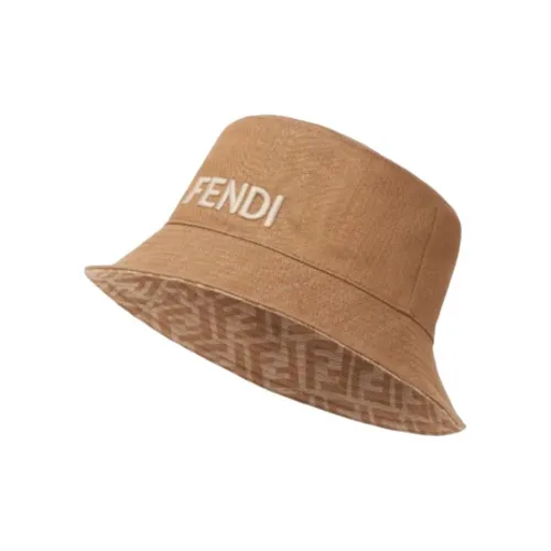 FENDI Cotton Bucket Hats Женские Коричневый