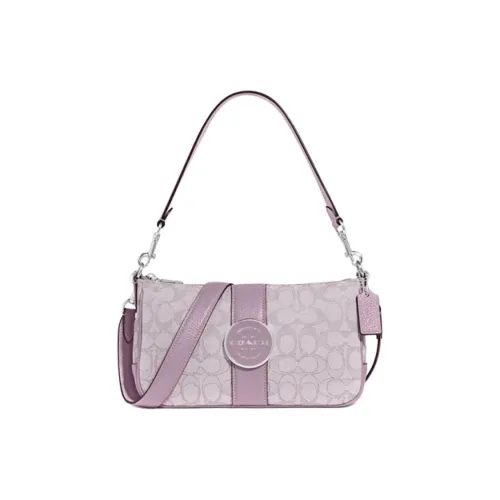 COACH Lonnie Жаккардовая ткань с кожаными вставками Сумка на плечо Портативная сумка через плечо среднего размера Женская Сиреневый Фиолетовый