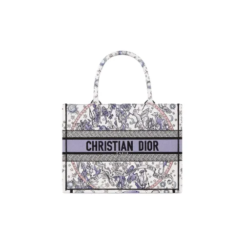 DIOR BookToteLucky Collection Хлопок Сумка Средний Женская Белый Синий
