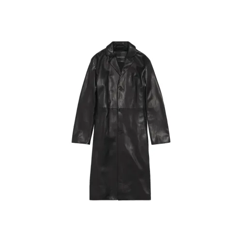 Balenciaga FW25 Зимняя коллекция Кожа Куртка Пальто Облегающий крой Женские