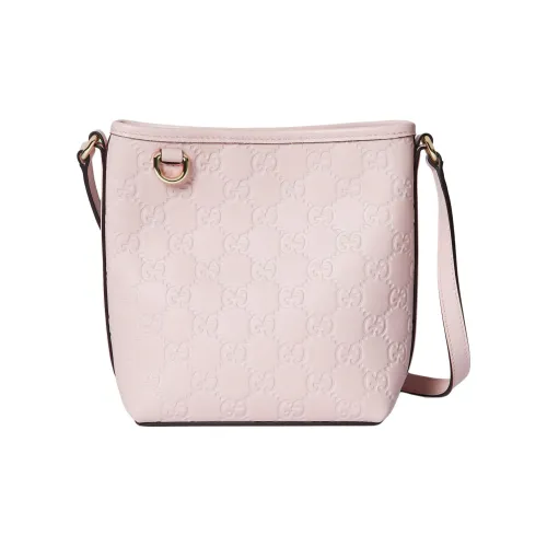 GUCCI GG Emblem Корова Кожа Ведрообразная Сумка Плечевая Сумка Мини Женская Розовая