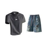 Комплект одежды (Серый топ + Синий низ)