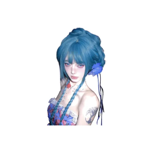 UMIFFA Синий Остров Ледяной Чай Длинный Прямые волосы Аниме COS Костюм UNIVERSAL Лолита Высокая температура Пряжа