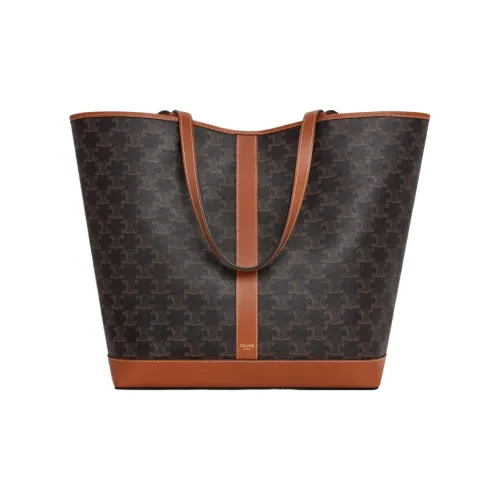 CELINE Cabas Коровья кожа Тоут Сумка Сумка для покупок Сумка среднего размера Женская Рыжевато-коричневый