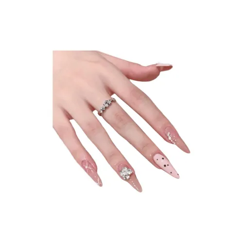 T Z Французский Лето Мягкий Премиум Feel Кирпич False Nail Миндаль Трапеция Длинный Заостренный Розовый Телесный Flashing