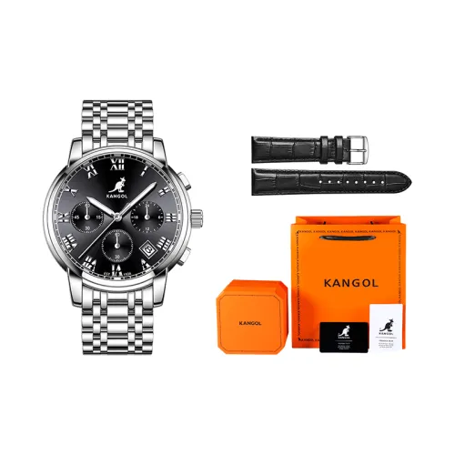 KANGOL Кварцевый механизм стальной ремешок мужские часы черный циферблат