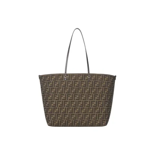 FENDI Roll Ткань Сумка через плечо Большая Женская Коричневая