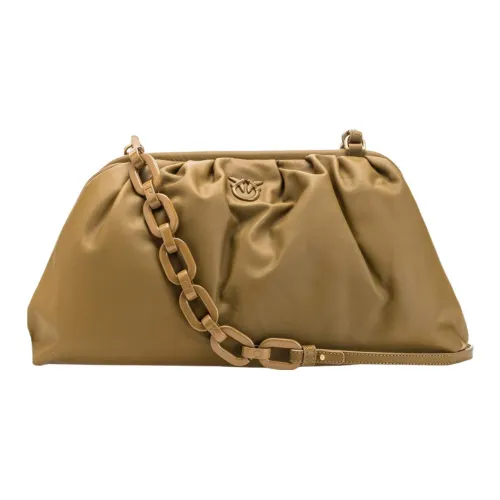 PINKO Sheepskin Leather Insert One Shoulder Crossbody Clutch Women's Brown