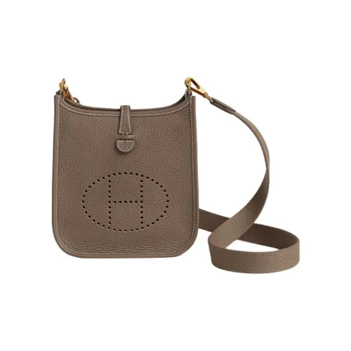 HERMES Evelyne Clemence Телячья кожа Сумка через плечо Женская 18 этуп слоново-серый