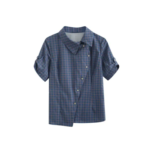 MENGXIAOQI Синий Женская Рубашка