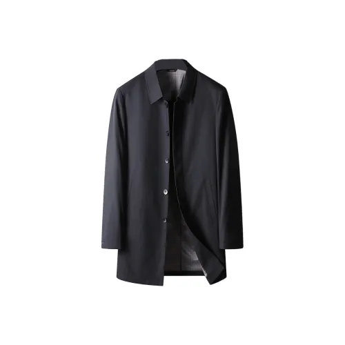 MH Темно-синий синий мужской тренч