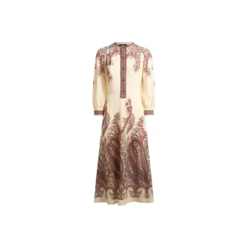 ETRO Многоцветные Женские Длинные Платья с Длинными Рукавами
