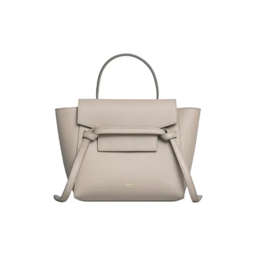 CELINE Ремень Grained Телячья кожа Сумка сома Сумка через плечо Женская Светлый тауп