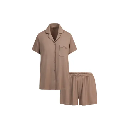 SKIMS FW25 Сон Короткий Рукав Пуговица Вверх Набор Комплект Пижама Женские