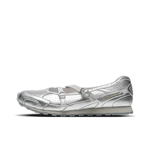 Mizuno LG 60S Тонкая подошва Обувь Балетки Туфли Мэри Джейн Низкий Топ Повседневная обувь Женская Серебряная