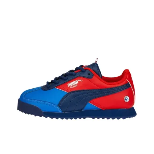 BMW Motorsport X PUMA Roma Via Little Kid Низкий Топ Kids Lifestyle Shoes Синий Красный Белый Подростки