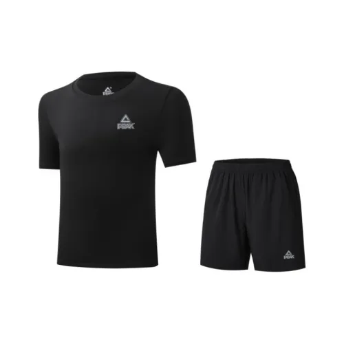 PEAK Двухкомпонентный комплект: Черная короткая рубашка с короткими рукавами + черные штаны длиной до колена, повседневная спортивная одежда для детей
