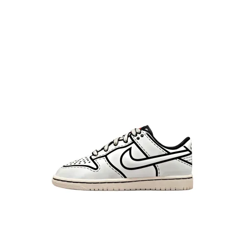 Nike Dunk Детские Скейтбординги Низкие Топы Черный/Белый Пре-Школа