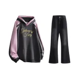 Темно-серый свитшот + черный и серый деним