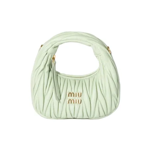 MIU MIU Matelassé Овечья шкура Полумесяц Сумка Мини Женская Зеленая