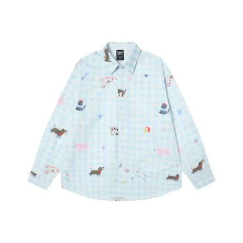 HIPHOPPUNKS Синие Белые Клетчатые Мужские Рубашки