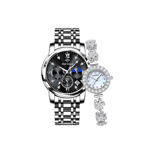 MXXSEE Кварцевый механизм стальной ремешок унисекс черный циферблат