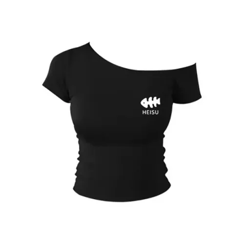 HEISU Черные Женские T-рубашки