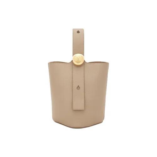LOEWE Bucket Series Мягкая крупнозернистая текстура коровьей кожи Сумка через плечо Сумка Mini Женская Светло-коричневая