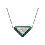 Серебряное ожерелье с треугольником из малахита