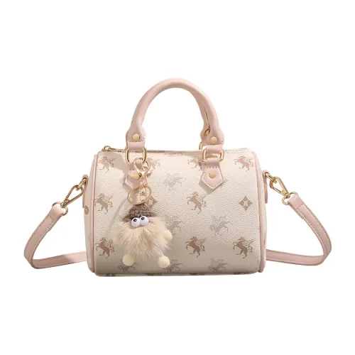 SMILE FOCUS Премиум Ткань Бостон Сумка Цилиндр Сумка через плечо Сумка Женская Абрикос Розовый