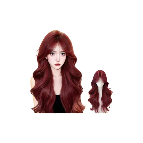 GLUNA Полный набор париков Длинный Вавли Малиново-красный Для женских Лолита Ежедневный Симуляция Волосы