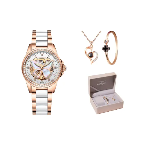 GUANQIN Автоматический Механический Механизм Керамика Ремешок Часы Женские Часы С Диалем-Скелет