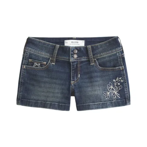 Hollister Темно-синие женские джинсовые шорты