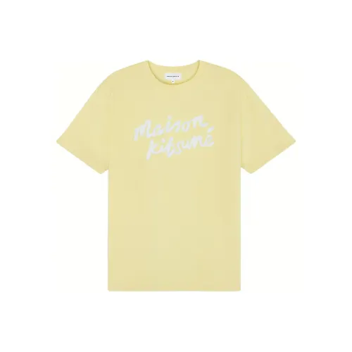 Maison Kitsune SS24 T Рубашка Мужская Мел Желтый