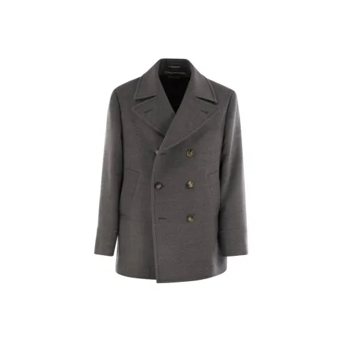 BRUNELLO CUCINELLI Серый Мужской Пальто