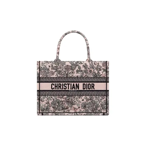 DIOR BookToteLucky Collection Хлопок Сумка Средний Женский Розовый