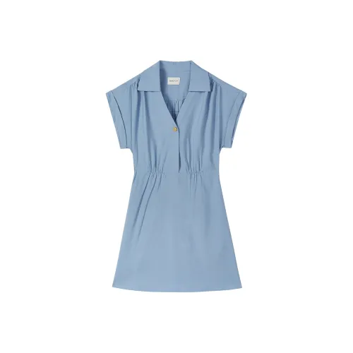 GANT Короткий рукав Платье Женское Светло-синий