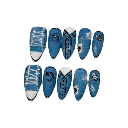 BDQC Матовый Кеды Кожа Flattering False Nail Миндаль Средний LADDER Синий Однотонный