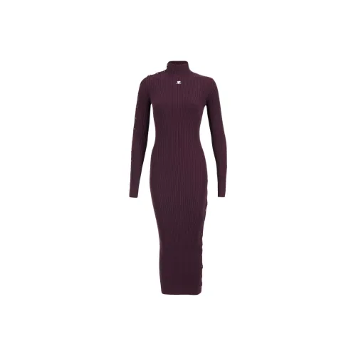 COURREGES Бургунди Женские Длинные Платья с Длинными Рукавами