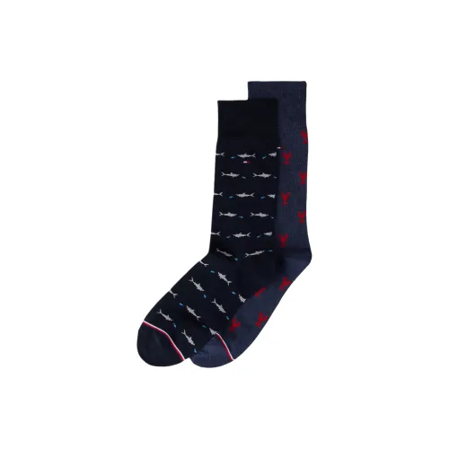 Tommy Hilfiger 2 пачки Морской Синий + Синий Мужской MID Носки до икры